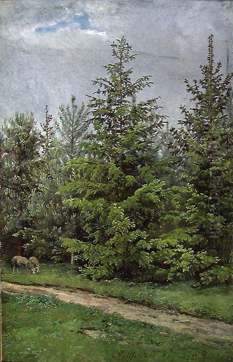 Forest Path near Meissen Oil Painting by Johan Wilhelm Ludwig Dahl