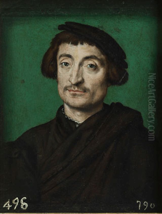 Retrato de hombre con capa terciada y gorra Oil Painting by Corneille De Lyon