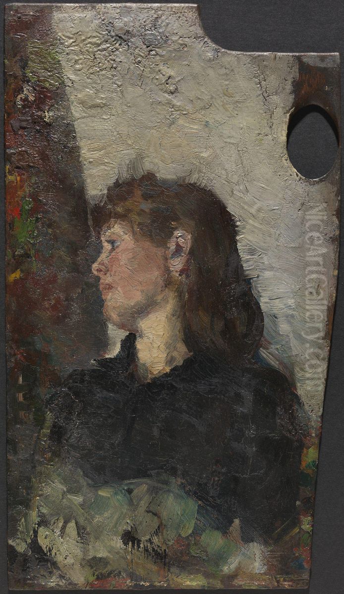 Malerinnen Oda Krohg Oil Painting by Christian Krohg