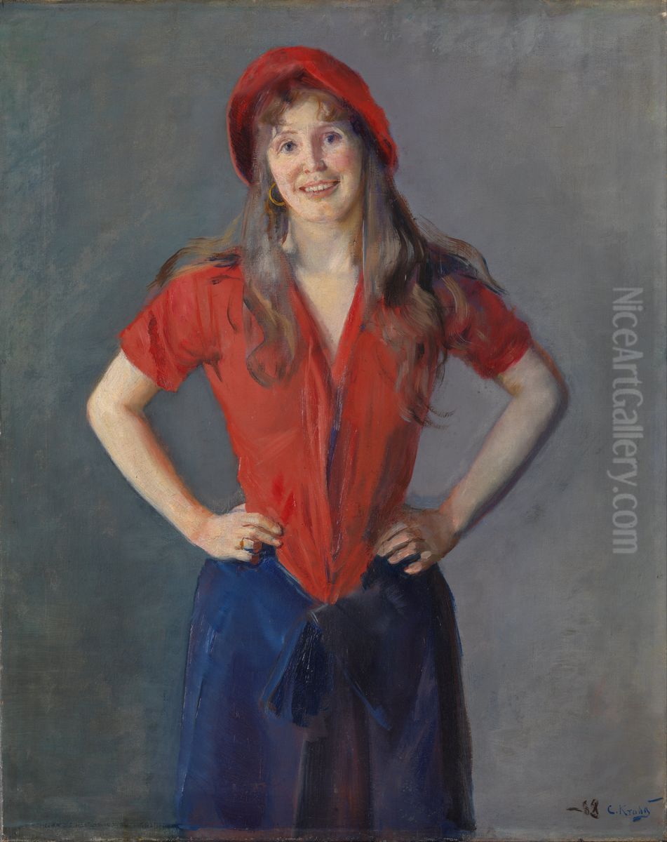 Portrait of the Painter Oda Krohg, b. Lasson Oil Painting by Christian Krohg