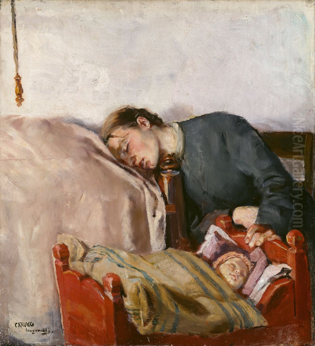 Mother and Child Oil Painting by Christian Krohg