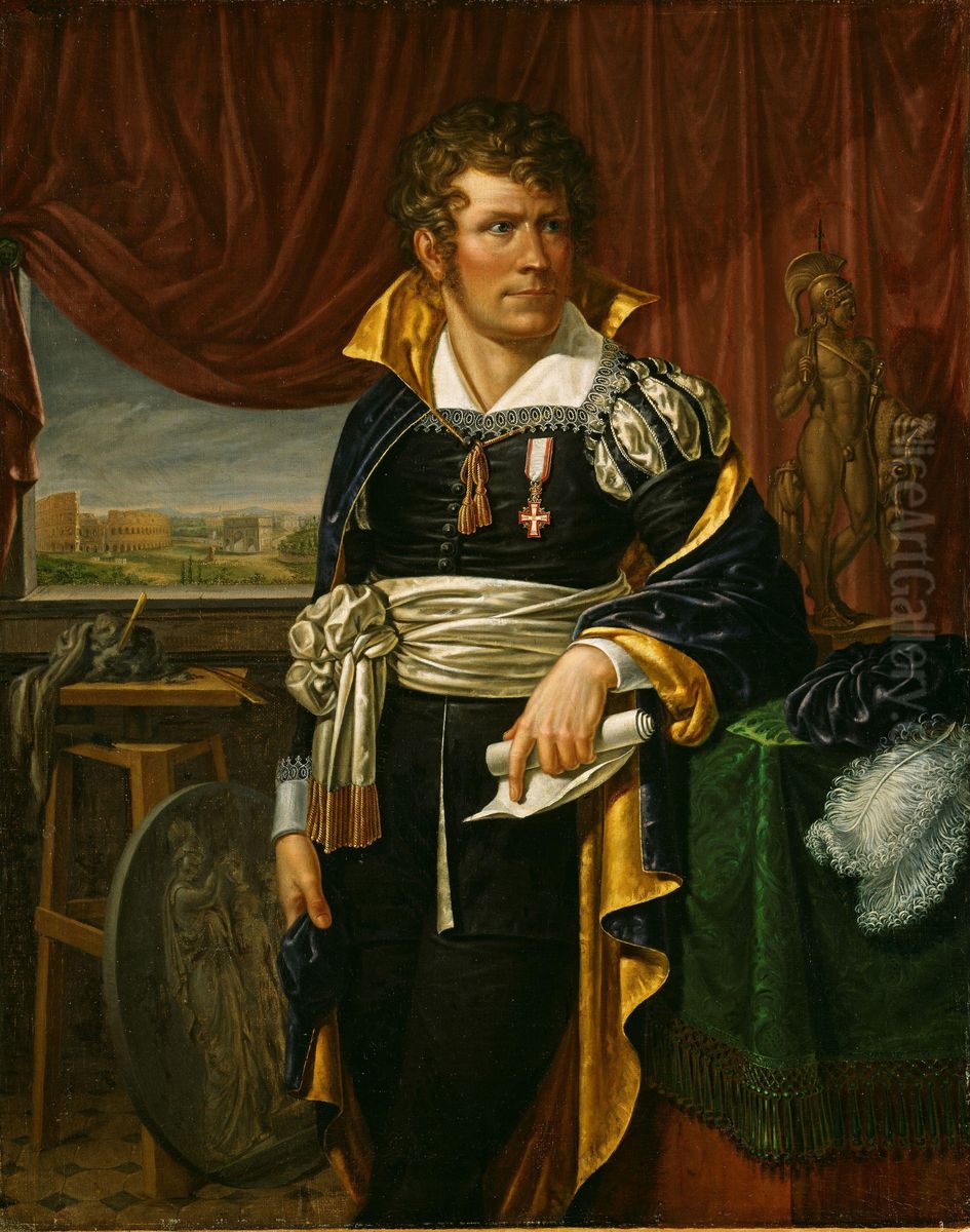 Portrait of the Sculptor Bertel Thorvaldsen Oil Painting by Jacob Munch