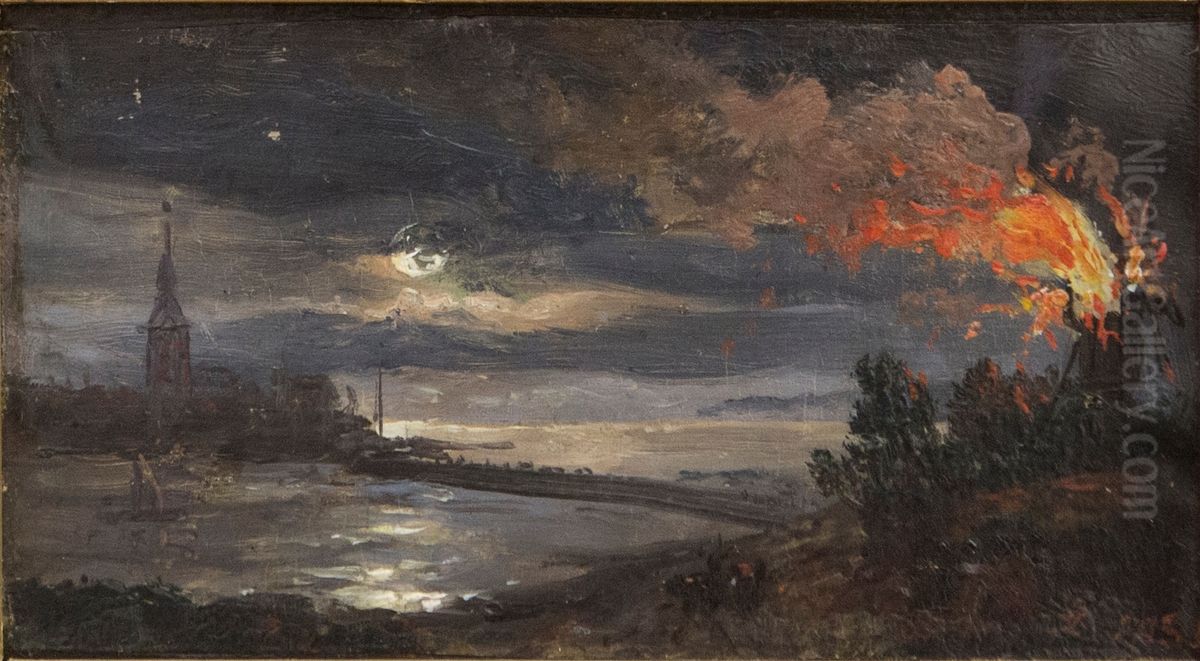 Stege auf der Insel Moen in Danmark Oil Painting by Johan Wilhelm Ludwig Dahl