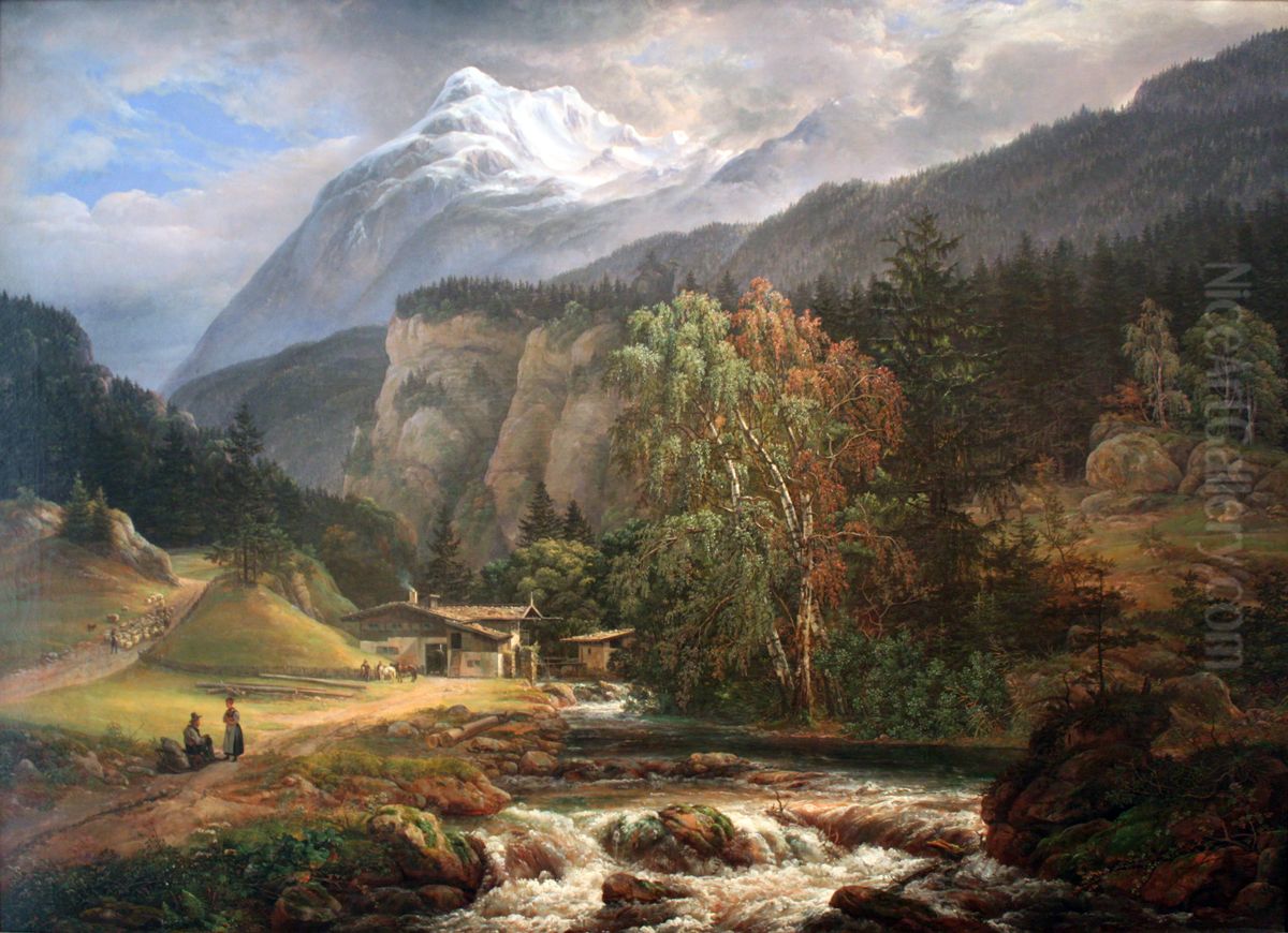 Alpenlandschaft Oil Painting by Johan Wilhelm Ludwig Dahl