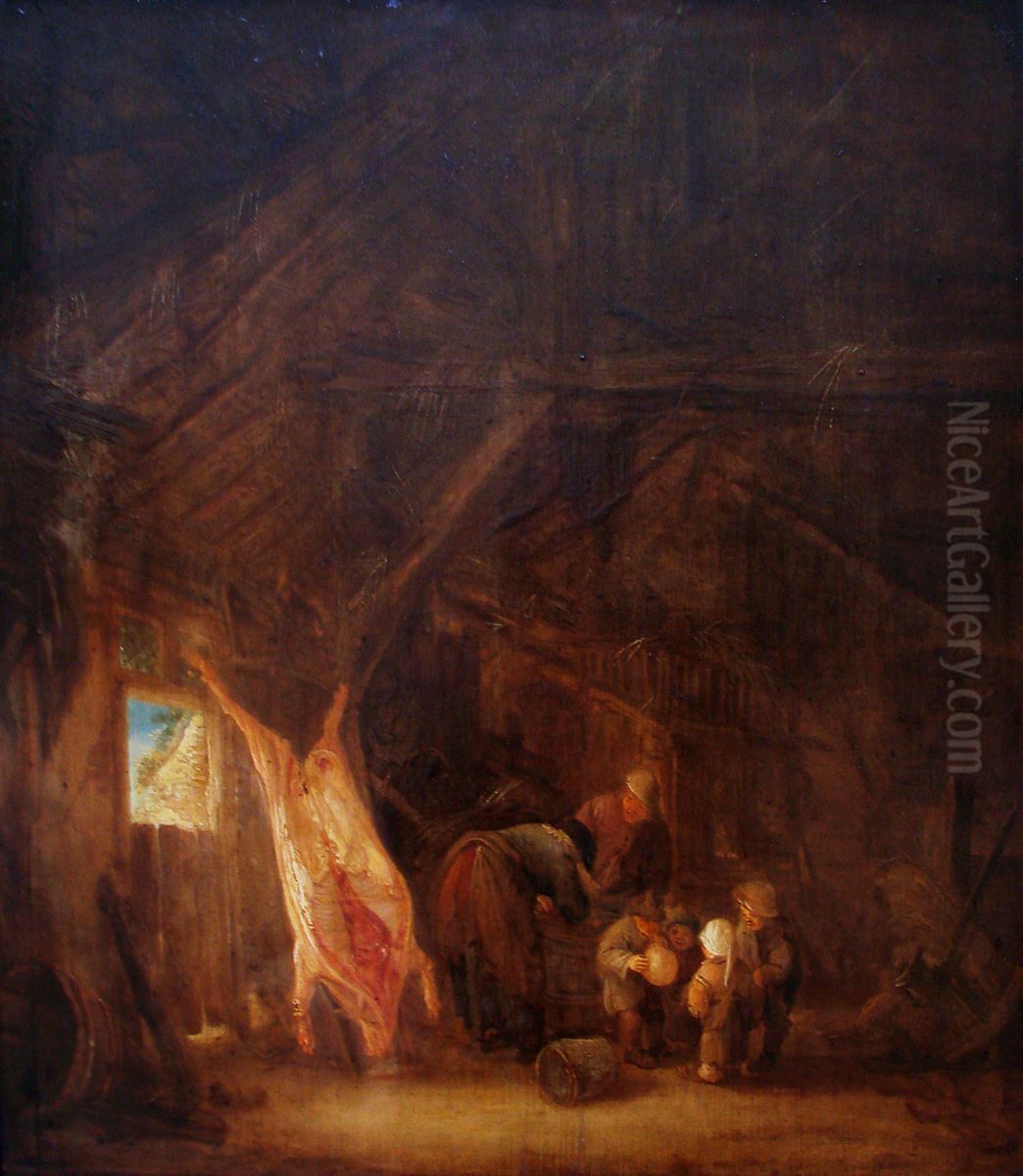 Le depecement du porc Oil Painting by Isaac Van Ostade