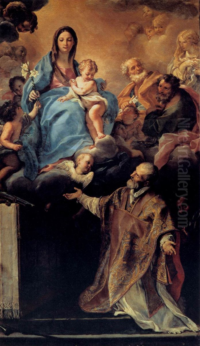 The Virgin Appearing to St Philip Neri Oil Painting by Carlo Maratta or Maratti