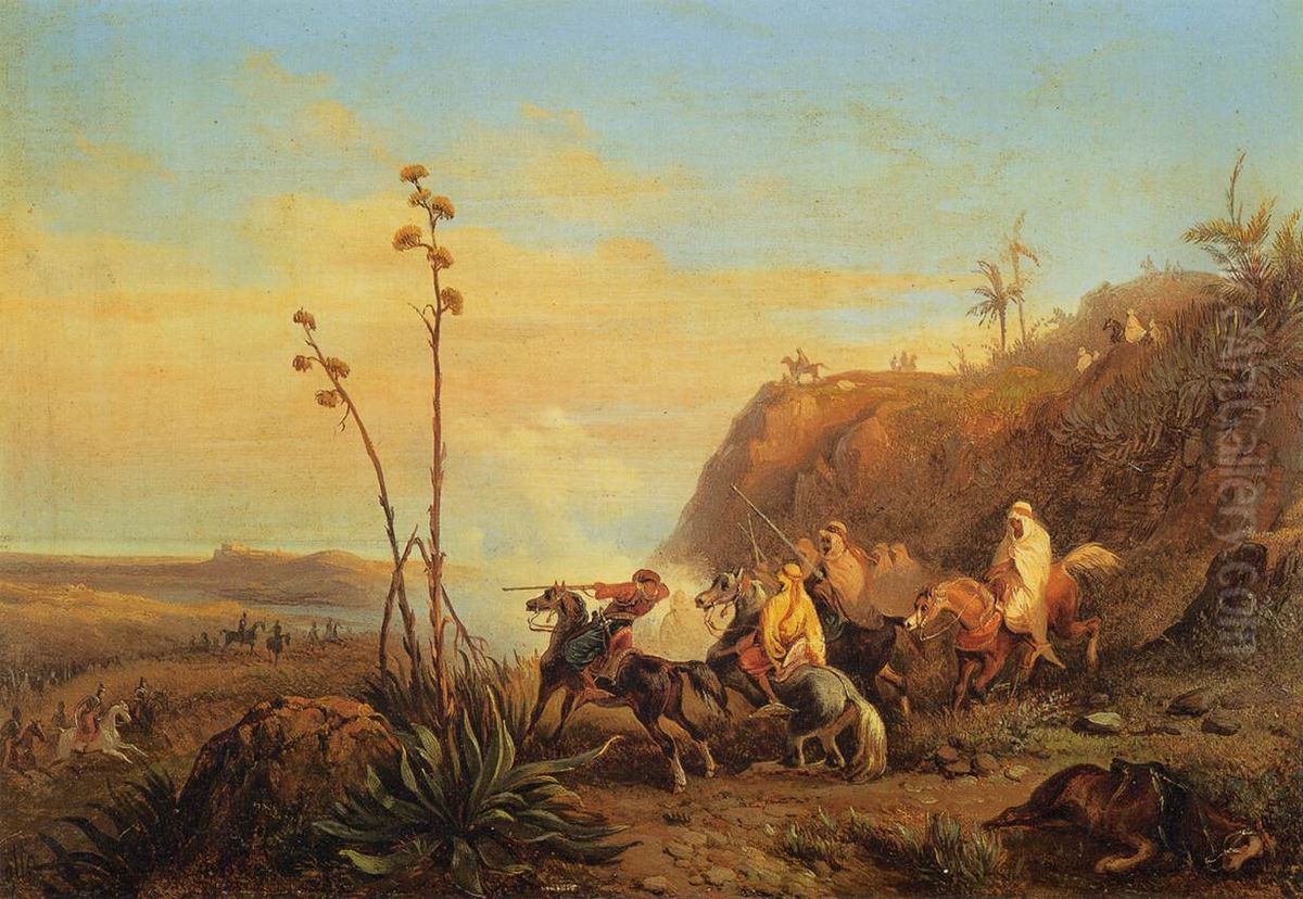Arabs on Horseback Oil Painting by Massimo d'Azeglio