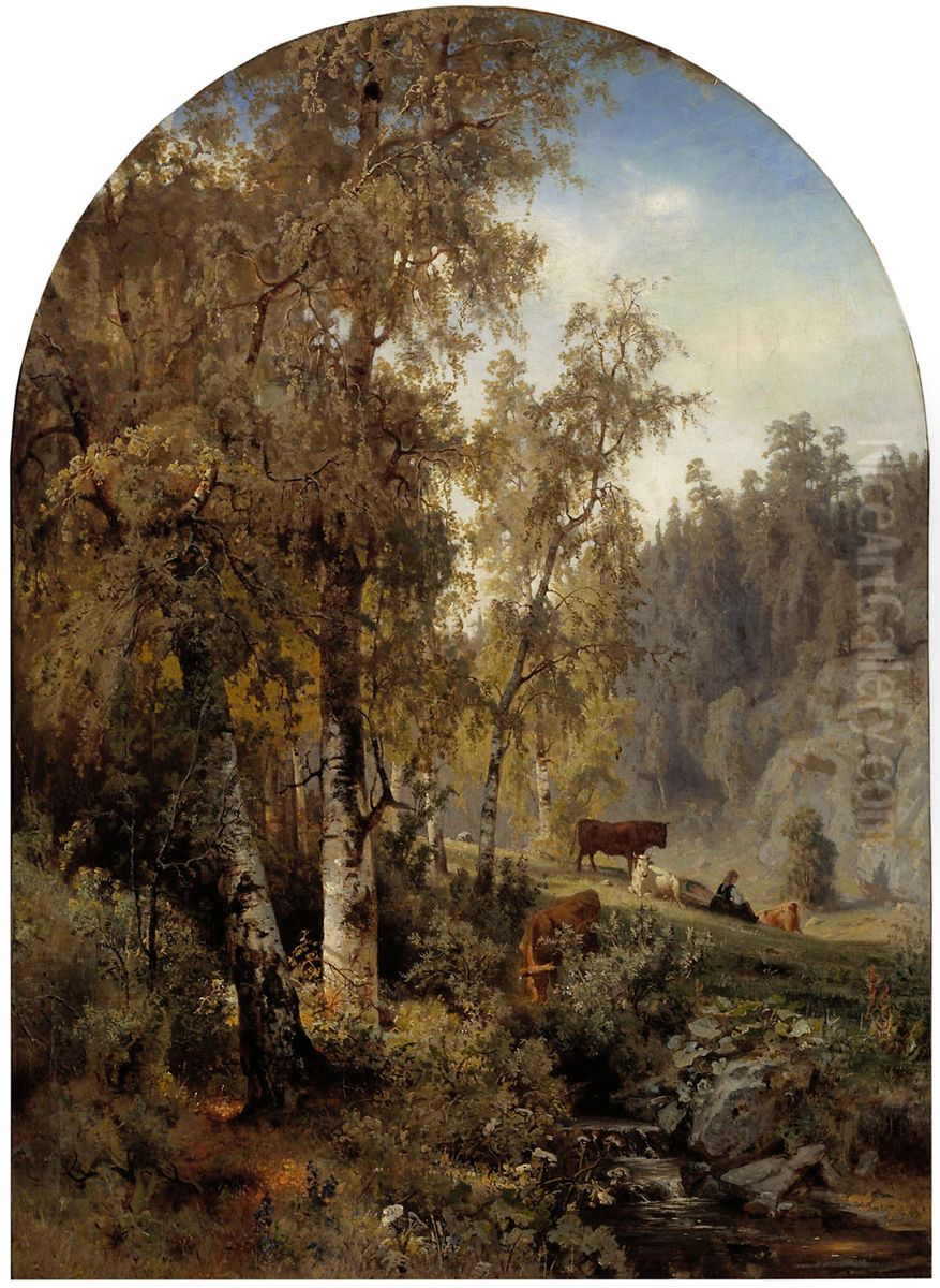 Idealiskt landskap Oil Painting by Werner Holmberg