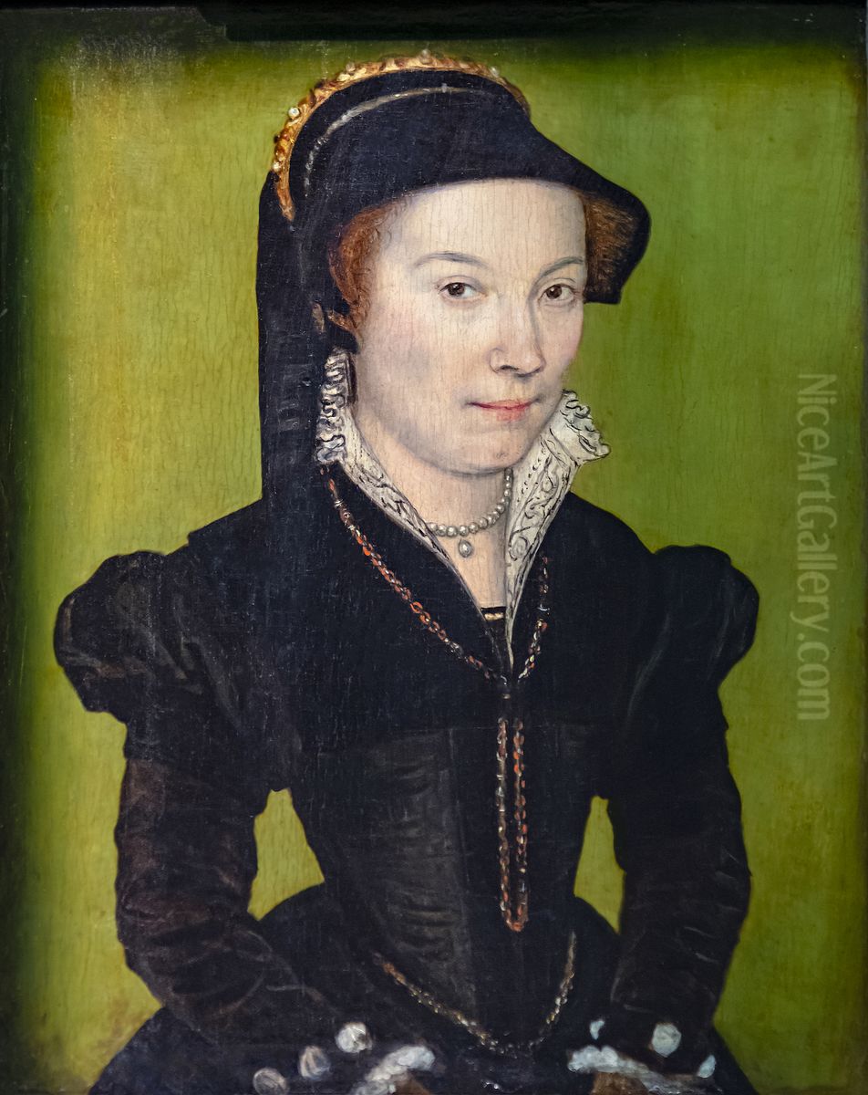Portrait of Lady, Janet Brandon, Duchess of SuffolkFrancais:Portrait de dame, Janet Brandon, duchesse de SuffolkItaliano:Ritratto di Lady, Janet Brandon, Duchessa di Suffolk Oil Painting by Corneille De Lyon
