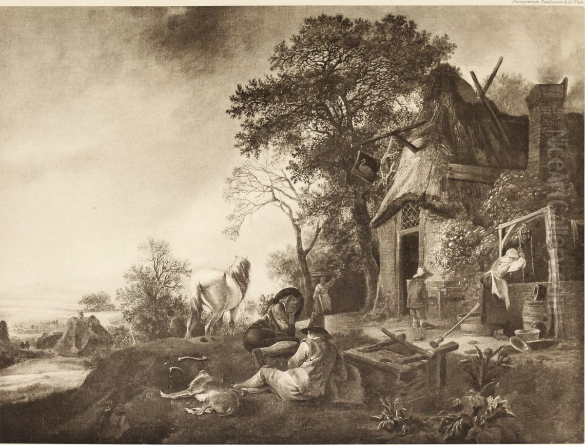 Travellers Halting at a Village Inn Oil Painting by Isaac Van Ostade