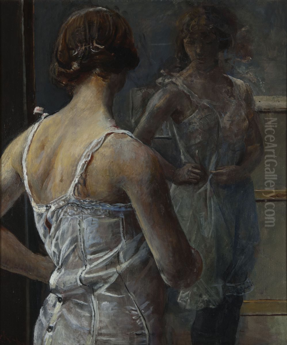 Toilet Oil Painting by Christian Krohg