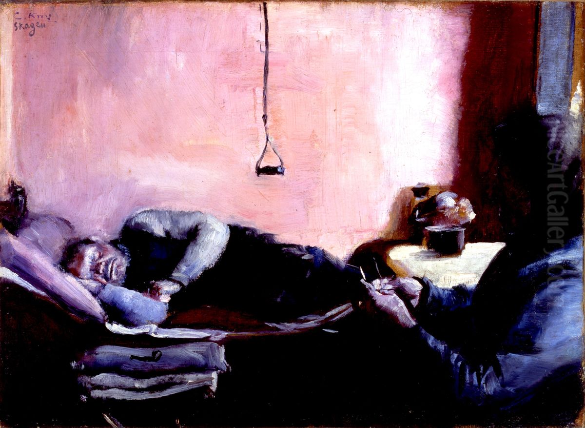 Niels Gaihede's afternoon nap Oil Painting by Christian Krohg