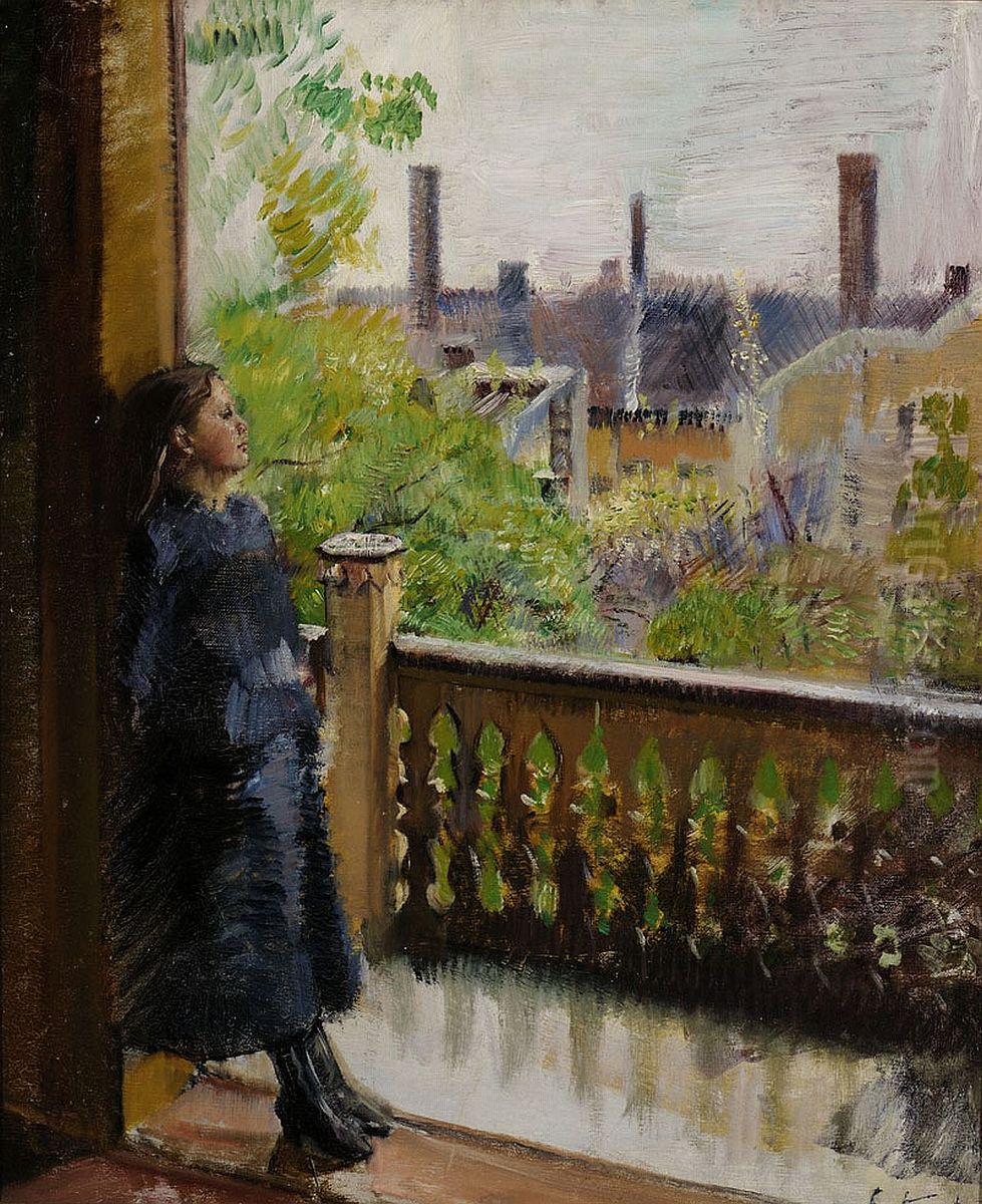 The Balcony of the Green Gate Oil Painting by Christian Krohg