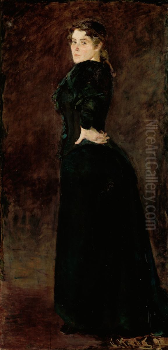 Fru Alexandra Thaulow, f. Lasson Oil Painting by Christian Krohg