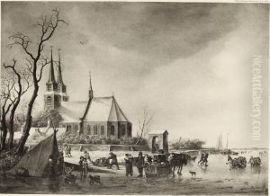 Winterlandschap met kerk