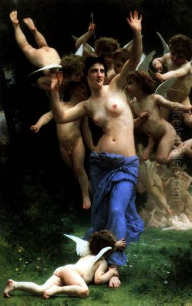 Invading Cupid's Realm Oil Painting by William-Adolphe Bouguereau