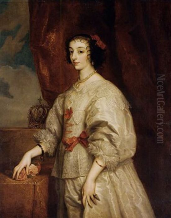 Portrait of Henrietta Maria de Bourbon (1609-1669), Queen of England Oil Painting by Sir Anthony Van Dyck