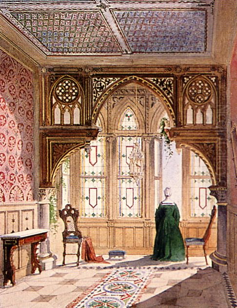 salon of the ladies-in-waiting in the Marienburg Oil Painting by Conrad Wilhelm Hase