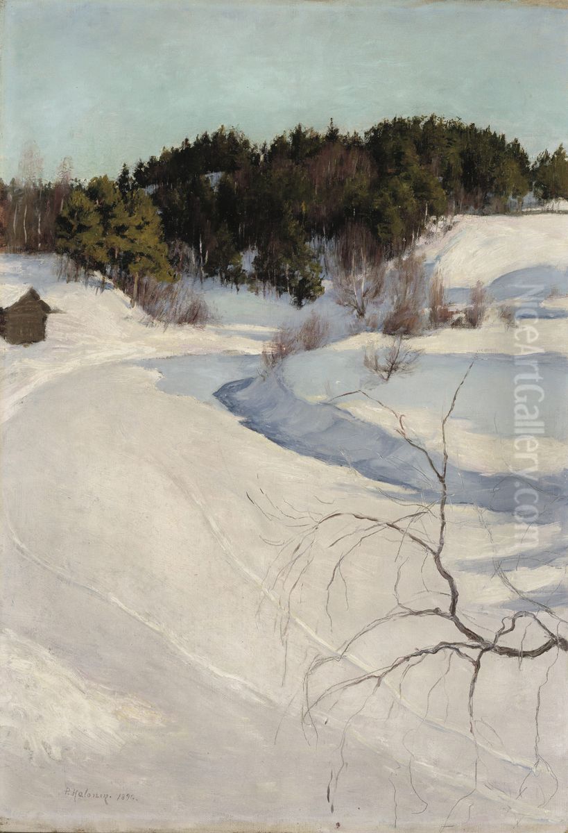 Winter Landscape, Myllykyla Oil Painting by Pekka Halonen