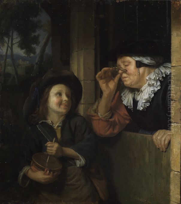 Der Rommelpotspieler Oil Painting by Godfried Schalcken