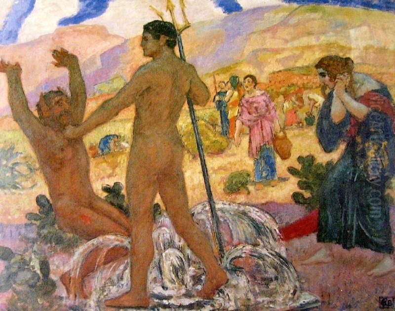 Amymone Rescued by Poseidon Oil Painting by Rupert Charles Bunny