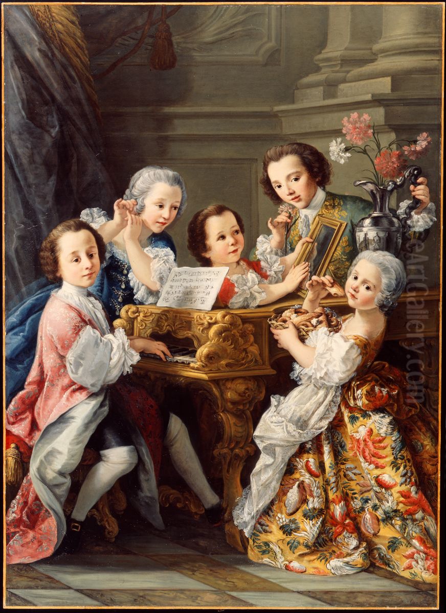 Allegory of the Five Senses Oil Painting by Sebastiano Ceccarini