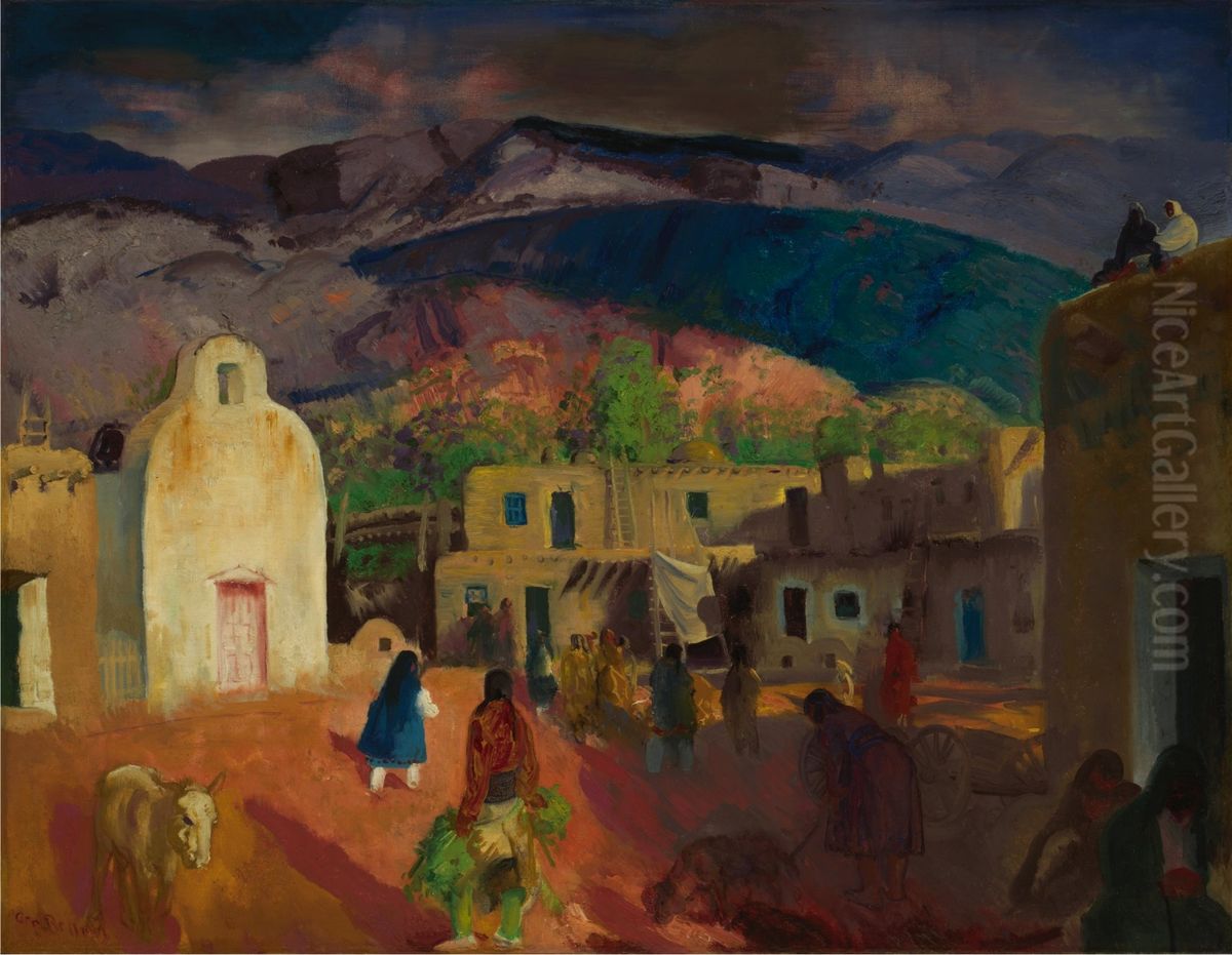 Pueblo Tesuque, No. 2 Oil Painting by George Wesley Bellows