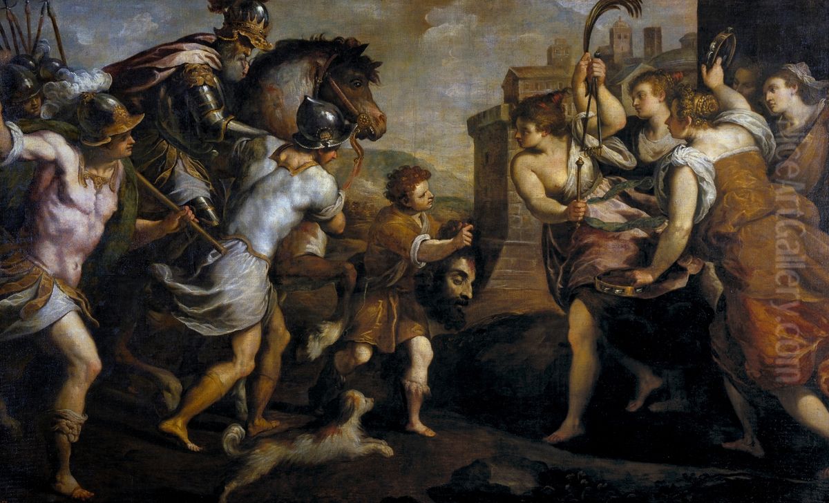 David with Goliath's Head Oil Painting by Palma il Giovane