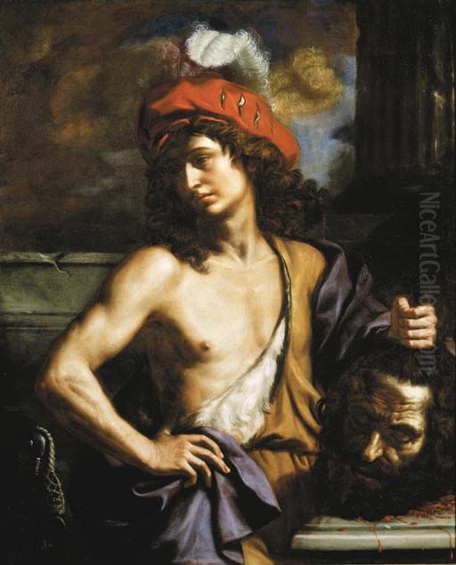 David with the Head of Goliath Oil Painting by Benedetto Gennari II