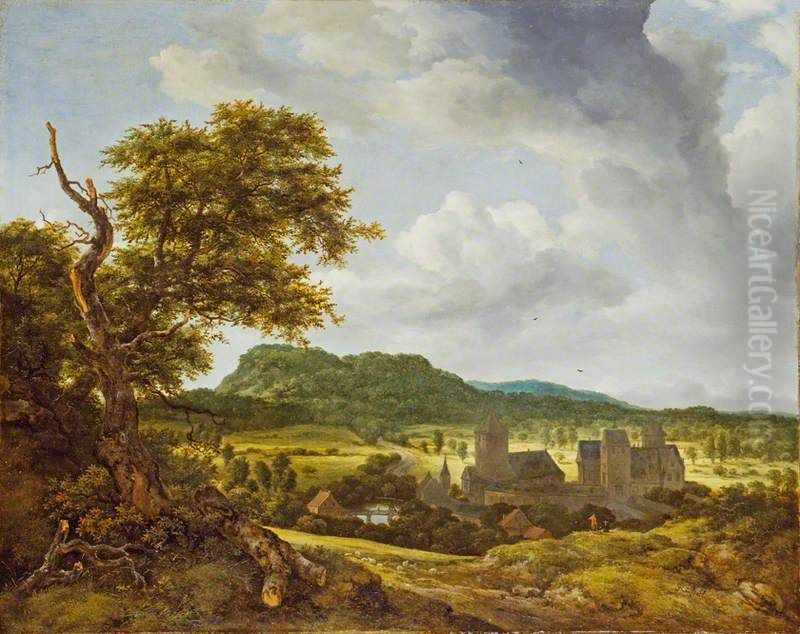 Landscape with a Village Oil Painting by Jacob Van Ruisdael