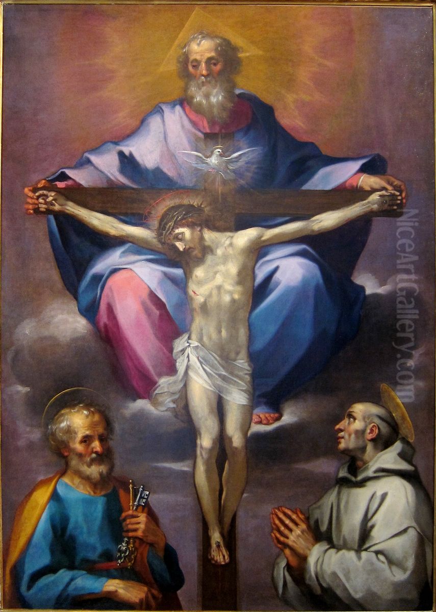 The Trinity with Saints Peter and Bernhard Oil Painting by Ventura Salimbeni