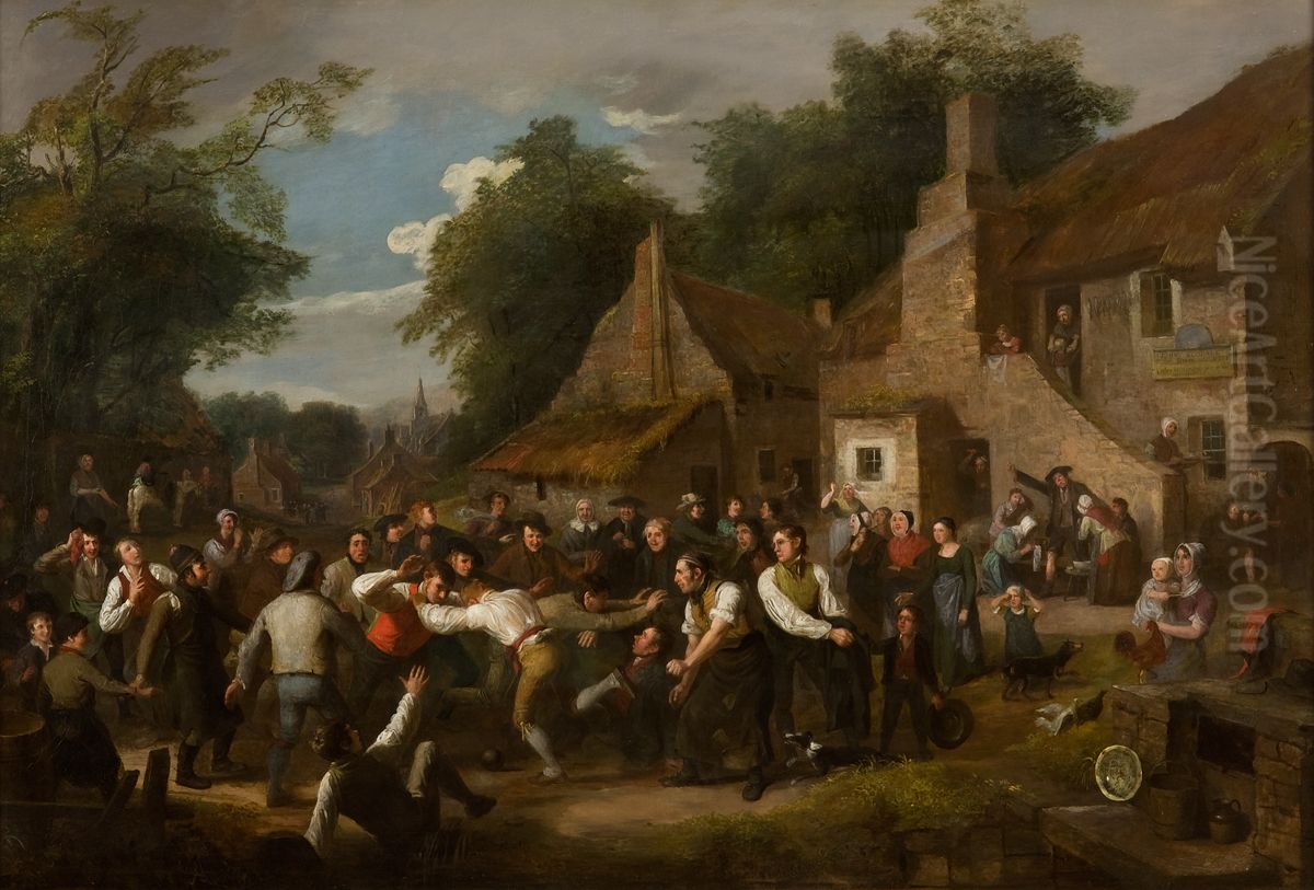 The Village Ba' Game Oil Painting by Alexander Carse