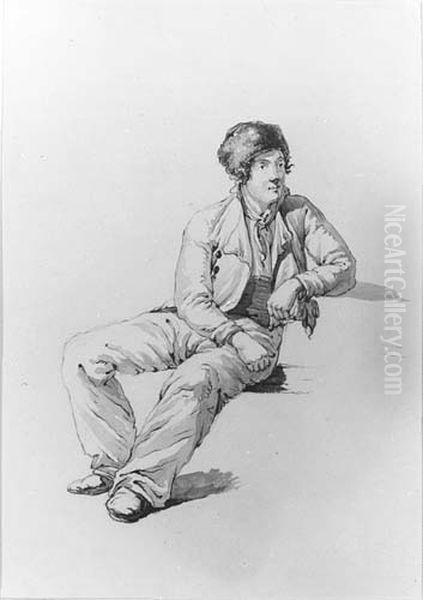 Seated Man Oil Painting by Johannes Christiaan Schotel