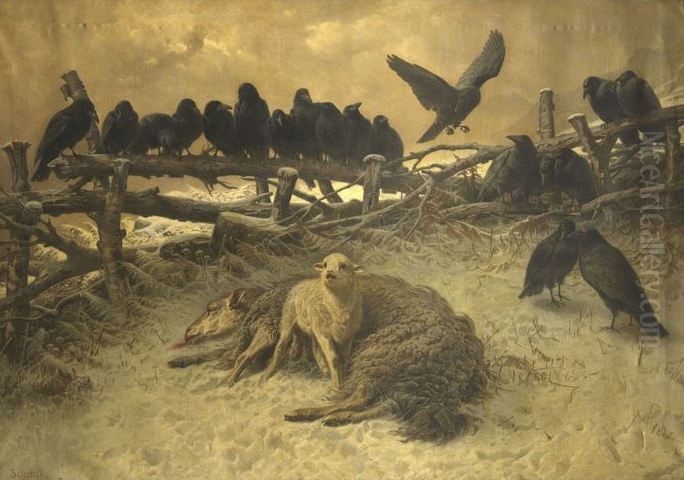 The Orphan. A Memory of Auvergne Oil Painting by August Friedrich Schenk