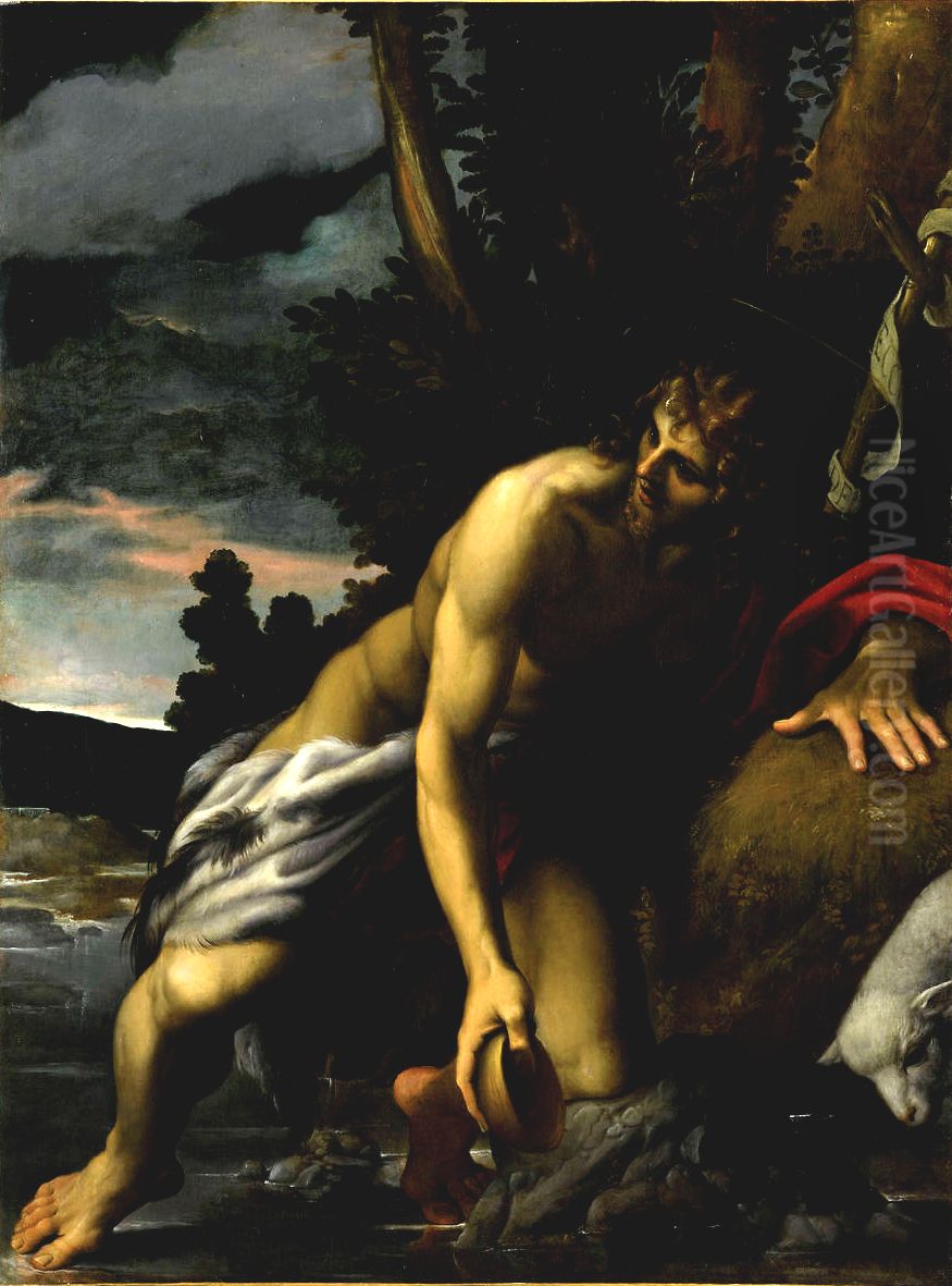 St. John the Baptist at the Fontain Oil Painting by Ludovico Carracci