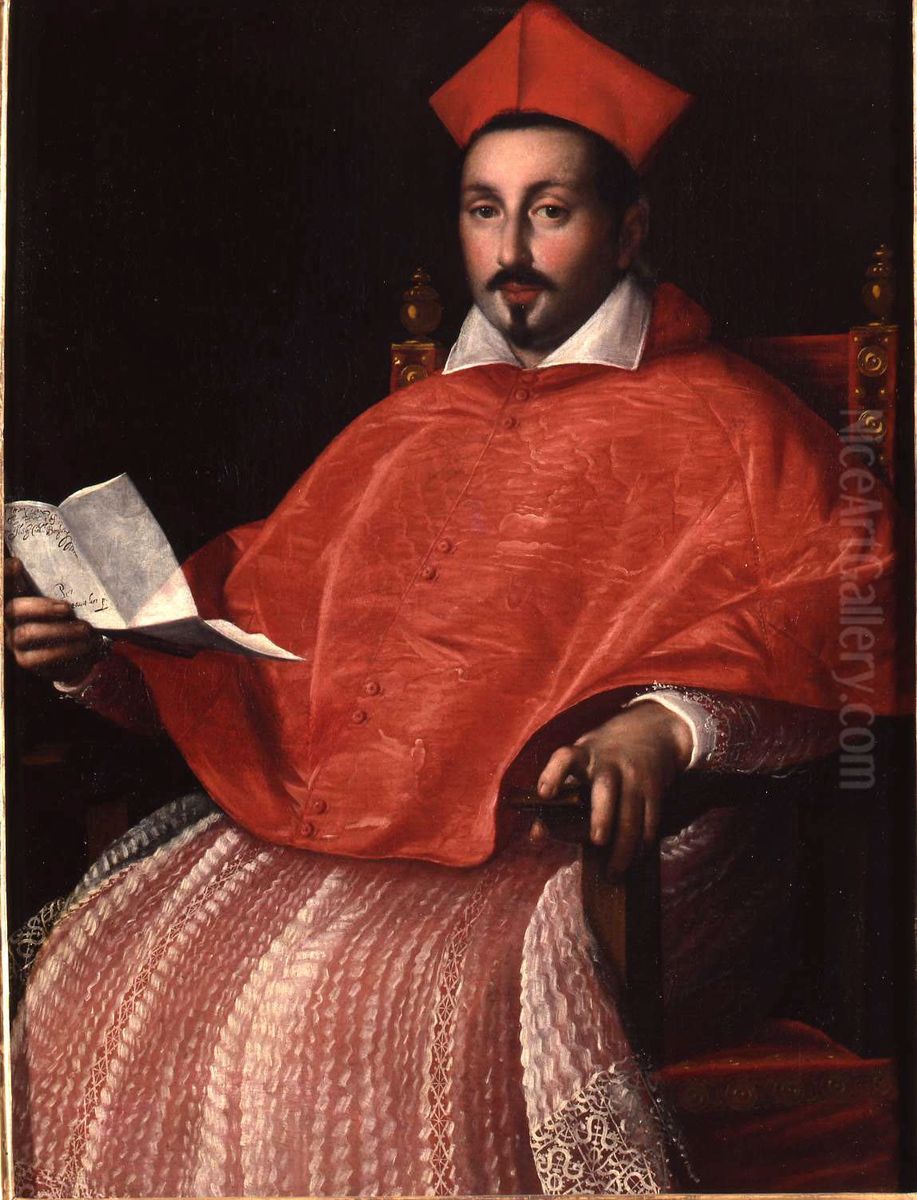 Portrait of cardinal Scipione Borghese (1577-1633) Oil Painting by Ottavio Leoni