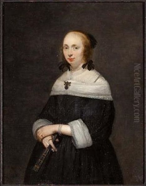 Portrait of Johanna Kelffken (?-1701) Oil Painting by Gerard Ter Borch