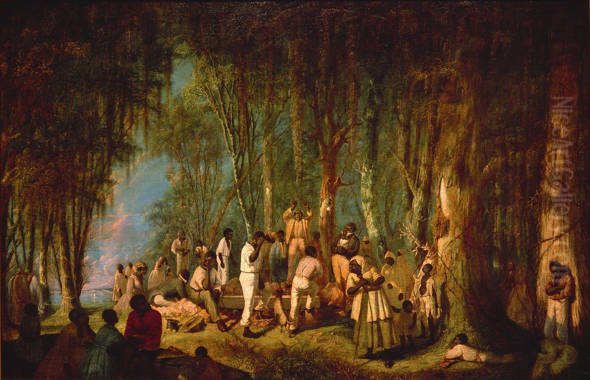 A Plantation Burial Oil Painting by John Antrobus