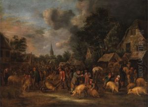 Pig market in a Dutch town