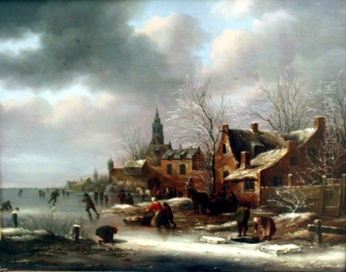 Landscape in the Winter Oil Painting by Nicolaes Molenaer