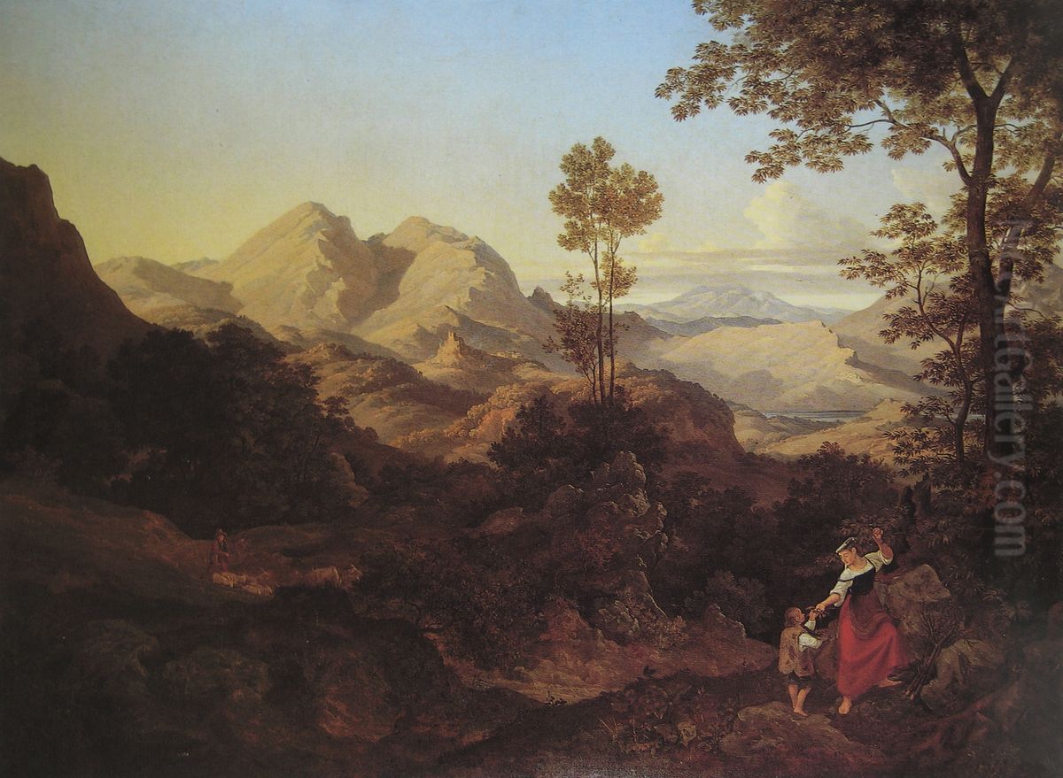 Romische Gebirgslandschaft (bei Olevano) Oil Painting by Ernst Fries