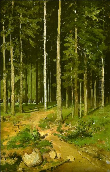 Road in the Forest Oil Painting by Ivan Shishkin