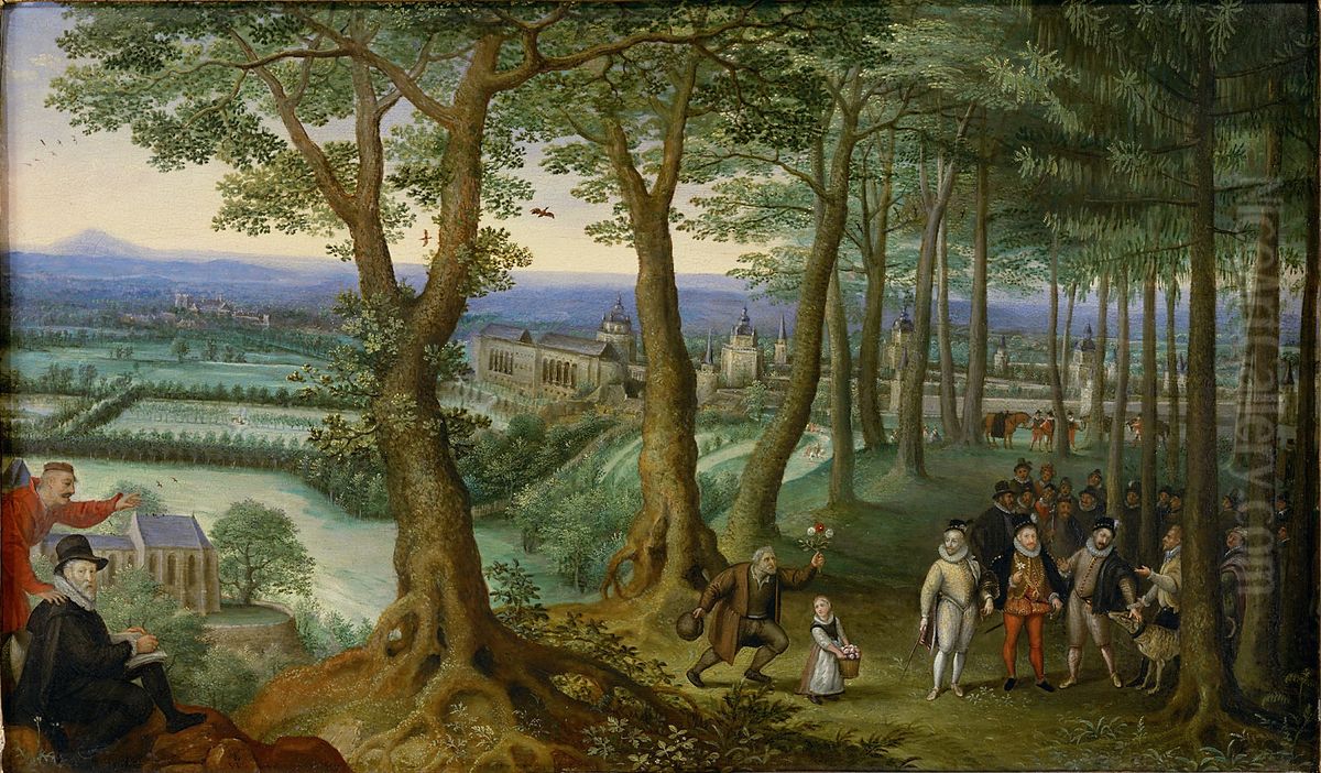 Kaiserlicher Waldspaziergang mit dem Neugebaude Oil Painting by Lucas van Valckenborch