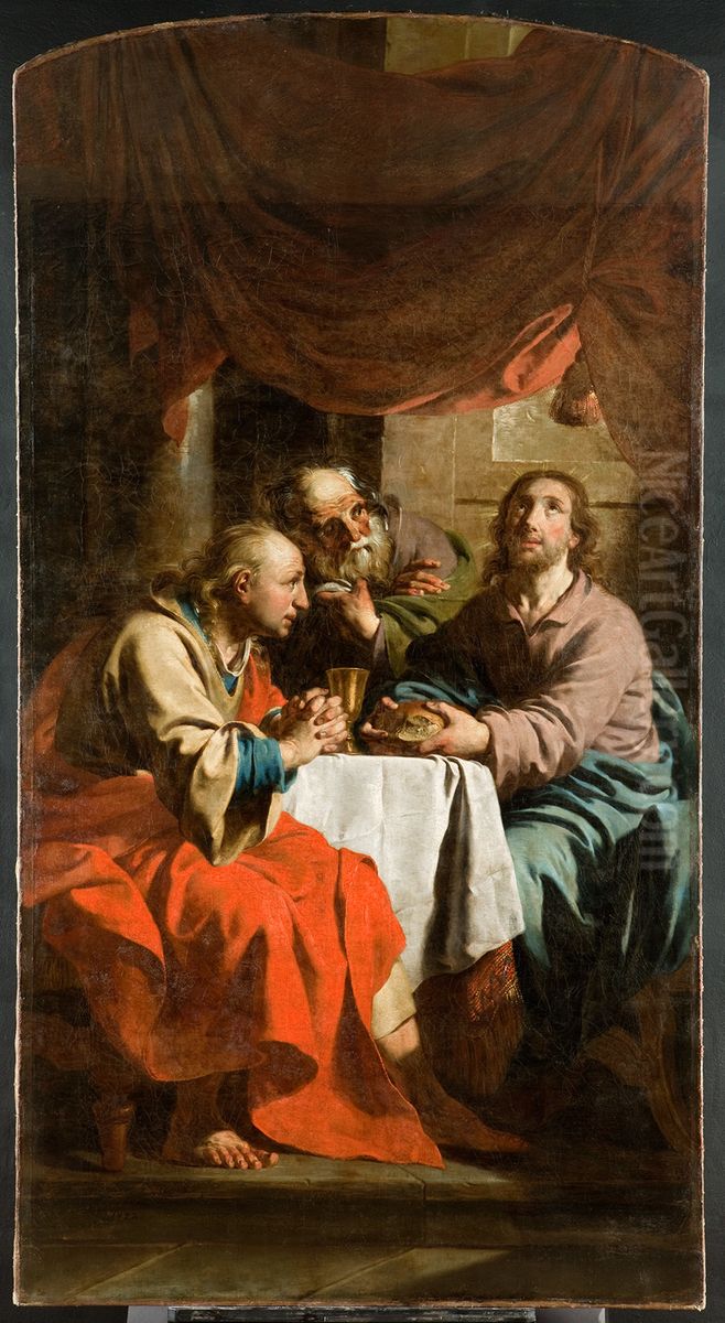 Jesus in Emmaus Oil Painting by Pieter Jozef Verhaghen