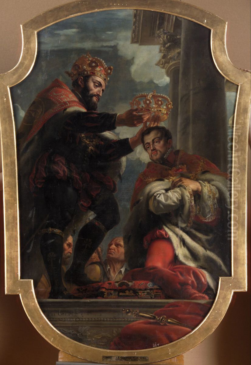 Charles V crowns Philip II Oil Painting by Jan Erasmus Quellinus