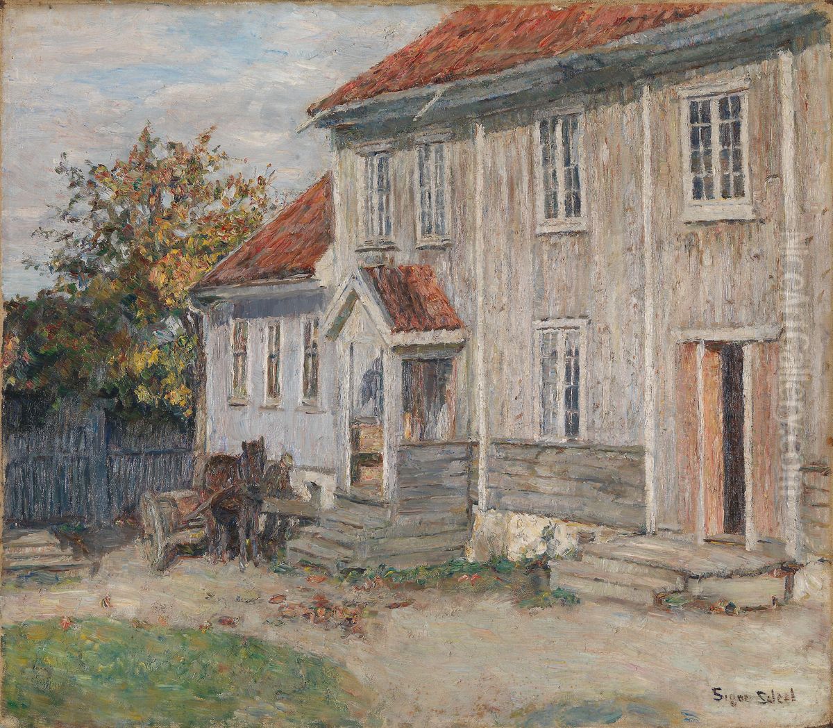 The Manor Undeslos at Toten Oil Painting by Signe Scheel
