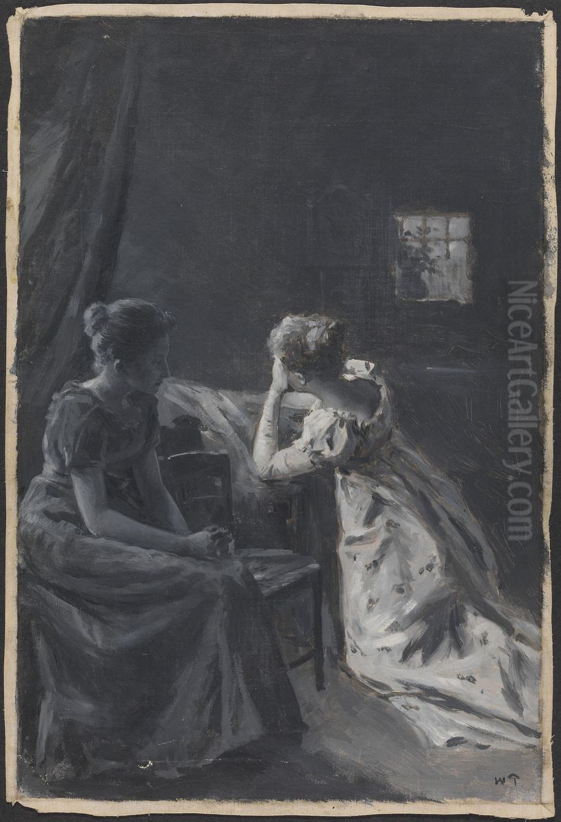 Illustrasjon til Henrik Wergeland, Den engelske lods Oil Painting by Wilhelm Peters