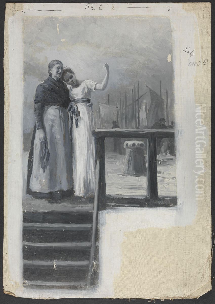 Illustrasjon til Henrik Wergeland, Den engelske lods Oil Painting by Wilhelm Peters