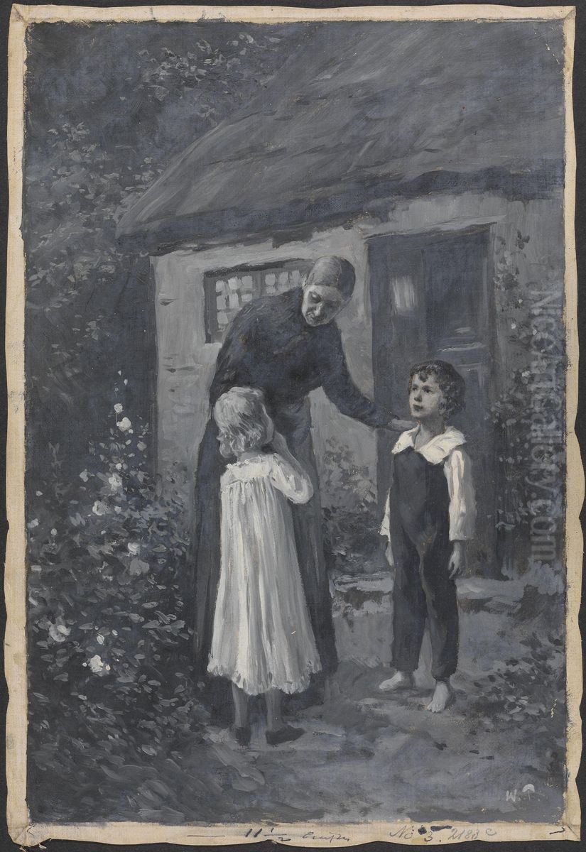 Illustrasjon til Henrik Wergeland, Den engelske lods Oil Painting by Wilhelm Peters