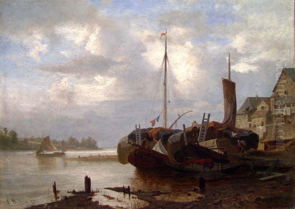 Havneparti Oil Painting by Erik Bodom